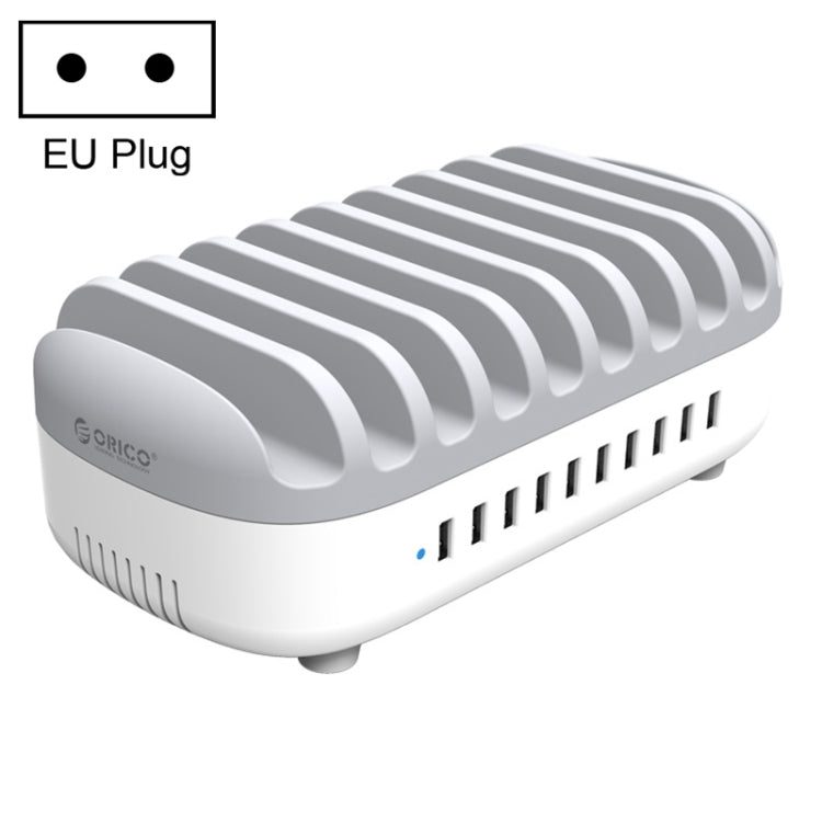 ORICO DUK-10P-DX 120W 5V 2.4A 10 Ports USB Charging Station, EU Plug(White) - Multifunction Charger by ORICO | Online Shopping South Africa | PMC Jewellery | Buy Now Pay Later Mobicred