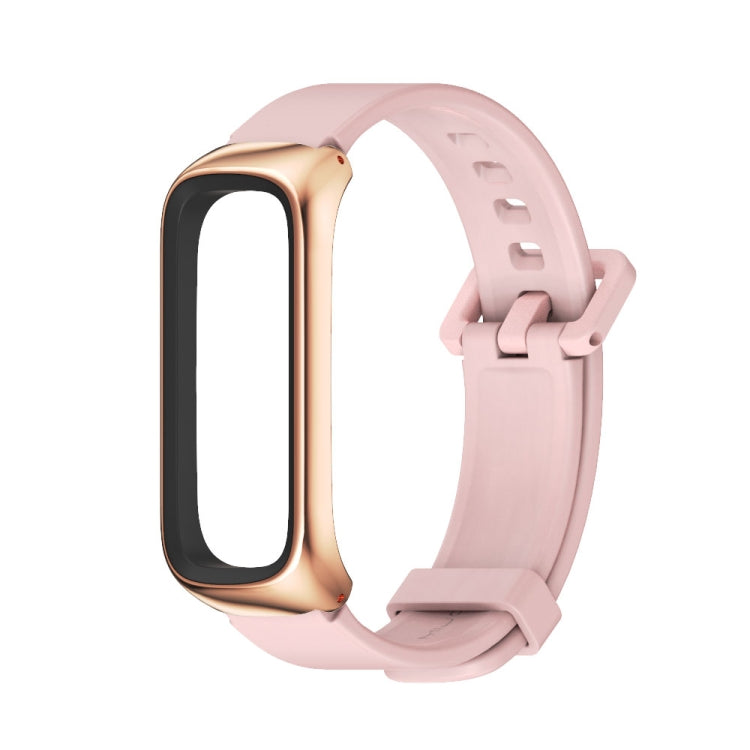 For Samsung Galaxy Fit 2 MIJOBS Metal Case Silicone Watch Band(Pink Rose Gold) - Watch Bands by MIJOBS | Online Shopping South Africa | PMC Jewellery | Buy Now Pay Later Mobicred