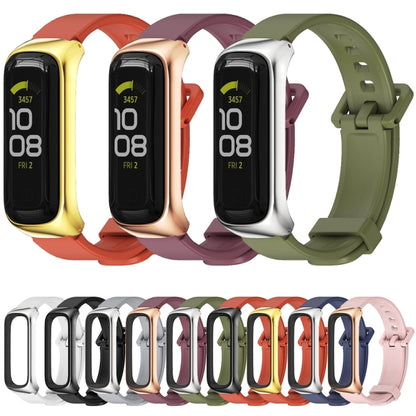 For Samsung Galaxy Fit 2 MIJOBS Metal Case Silicone Watch Band(Pink Rose Gold) - Watch Bands by MIJOBS | Online Shopping South Africa | PMC Jewellery | Buy Now Pay Later Mobicred