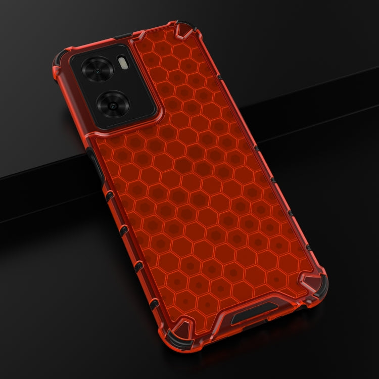 For OPPO A57 4G Global Honeycomb Phone Case(Red) - OPPO Cases by PMC TechLife | Online Shopping South Africa | PMC TechLife | Buy Now Pay Later Mobicred