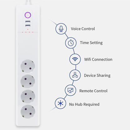 ZigBee 16A SM-SO306-E 4 Holes + 2 USB Multi-purpose Smart Power Strip, EU Plug - Smart Socket by PMC Jewellery | Online Shopping South Africa | PMC Jewellery