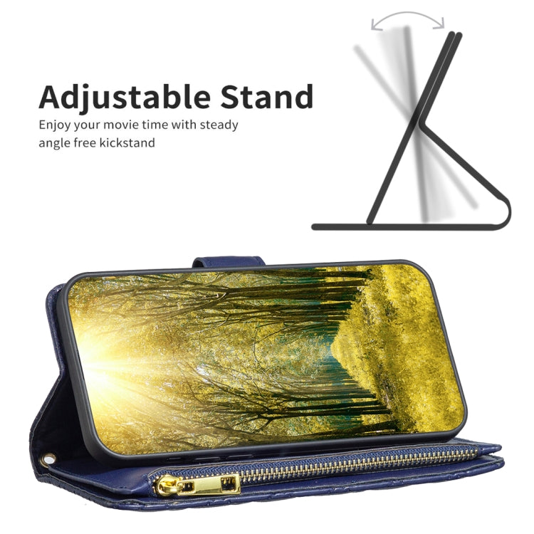 For iPhone 11 Diamond Lattice Zipper Wallet Leather Flip Phone Case (Blue) - iPhone 11 Cases by PMC TechLife | Online Shopping South Africa | PMC TechLife