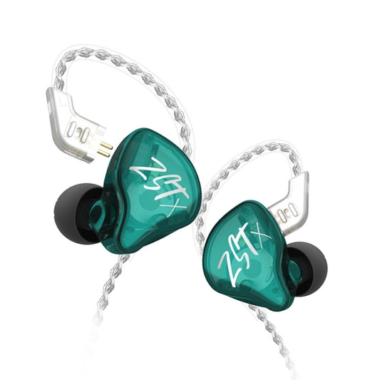 KZ-ZST X 1.25m Ring Iron Hybrid Driver In-Ear Noise Cancelling Earphone, Style:Without Microphone(Hyun Cyan) - In Ear Wired Earphone by KZ | Online Shopping South Africa | PMC Jewellery