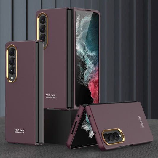 For Samsung Galaxy Z Fold4 GKK Ultra-thin Electroplating Lens Frame Phone Case(Brown) - Galaxy Z Fold4 5G Cases by GKK | Online Shopping South Africa | PMC Jewellery | Buy Now Pay Later Mobicred