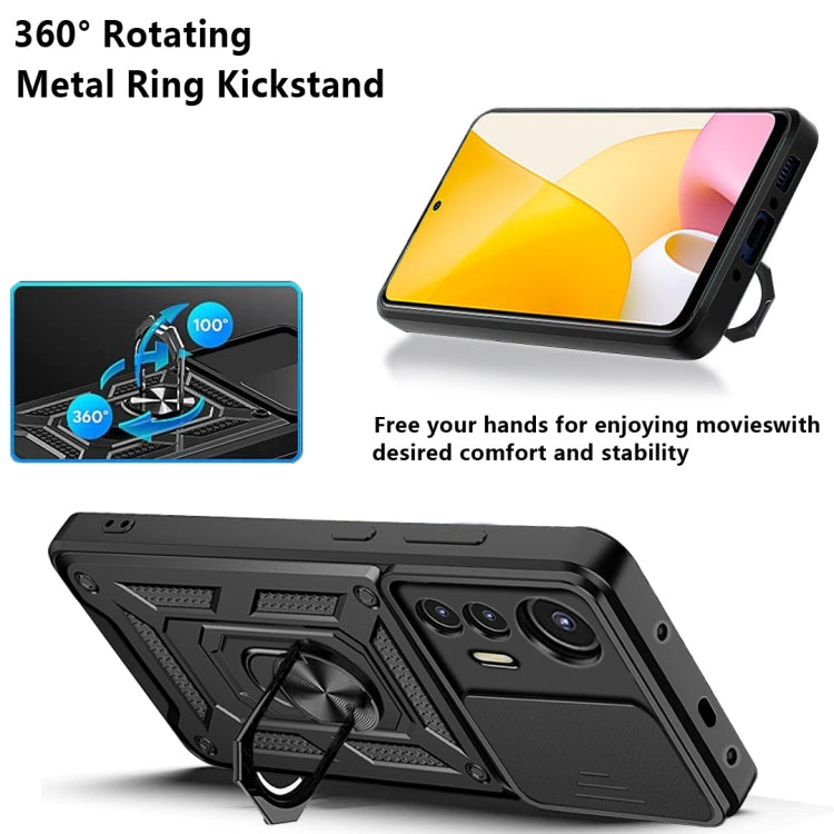 For Xiaomi 12 Lite Sliding Camera Design TPU + PC Phone Case(Black) - Xiaomi Cases by PMC TechLife | Online Shopping South Africa | PMC TechLife