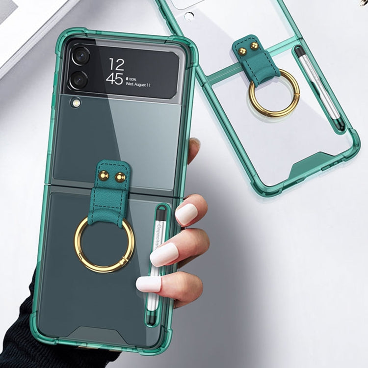 For Samsung Galaxy Z Flip4 GKK Airbag Protective Phone Case with Ring & Pen(Green) - Galaxy Z Flip4 5G Cases by GKK | Online Shopping South Africa | PMC TechLife