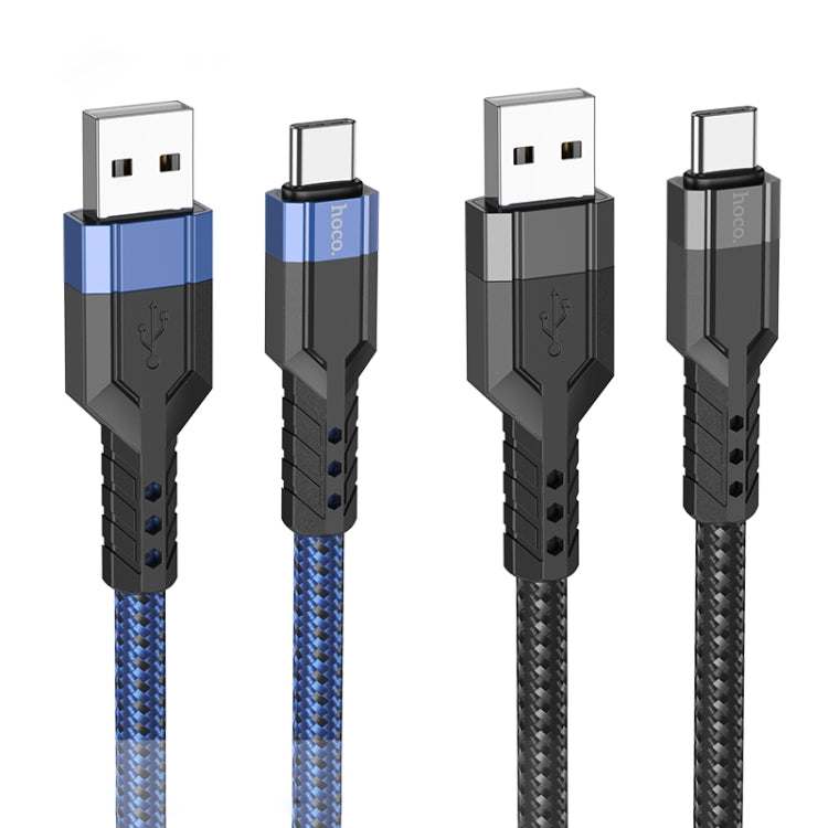 hoco U110 3A USB to USB-C / Type-C Charging Data Cable，Length：1.2m(Blue) - USB-C & Type-C Cable by hoco | Online Shopping South Africa | PMC Jewellery