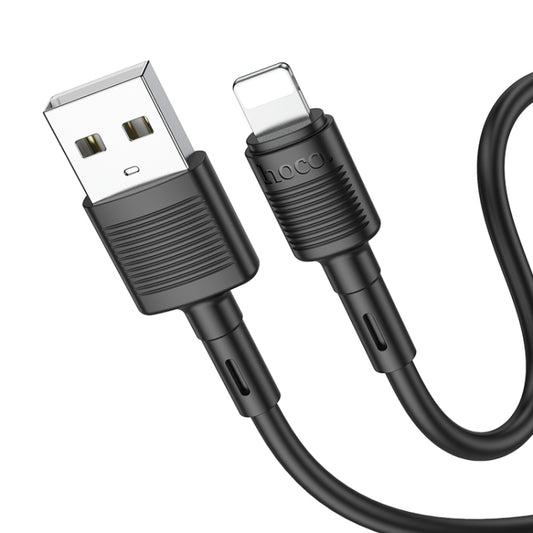 hoco X83 2.4A USB to 8 Pin Victory Charging Data Cable，Length：1m(Black) - Normal Style Cable by hoco | Online Shopping South Africa | PMC Jewellery