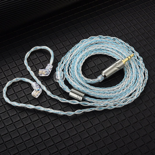 QKZ T1 8 Core TC Silver Plated 3.5mm 0.75mm 2PIN HIFI Earphone Update Cable(Blue) - Cable & Splitter by QKZ | Online Shopping South Africa | PMC Jewellery