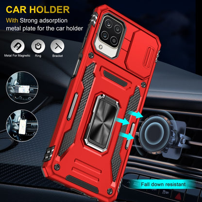 For Samsung Galaxy A12 5G/4G / M12 / F12 Armor PC + TPU Camera Shield Phone Case(Red) - Galaxy Phone Cases by PMC Jewellery | Online Shopping South Africa | PMC Jewellery