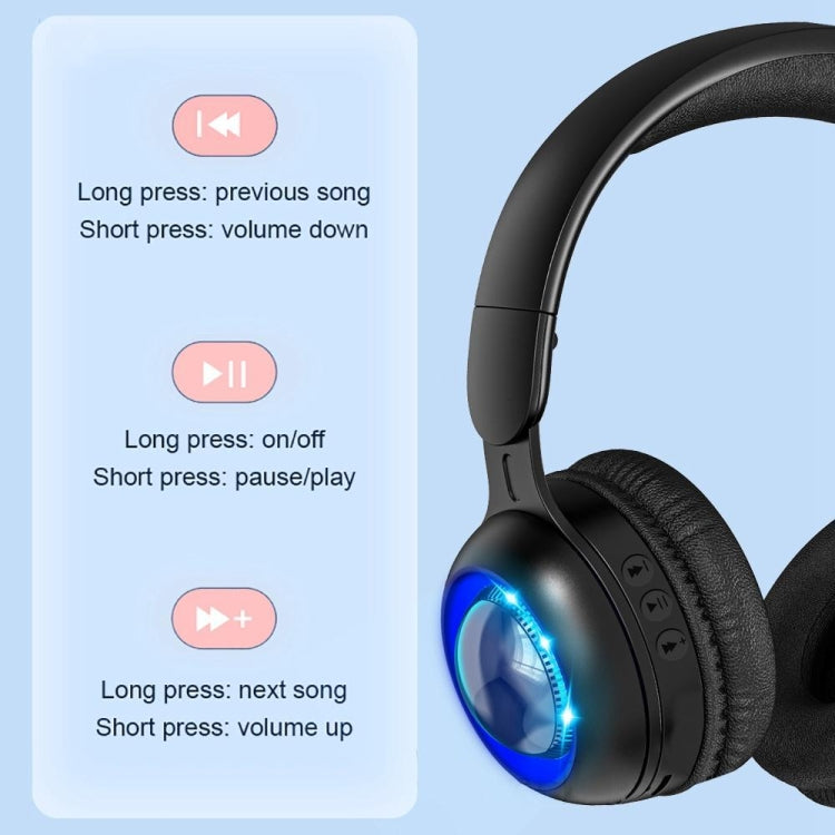 KE08 RGB Stereo PC Wireless Bluetooth Headphones with Microphone(Dark Blue) - Headset & Headphone by PMC Jewellery | Online Shopping South Africa | PMC Jewellery