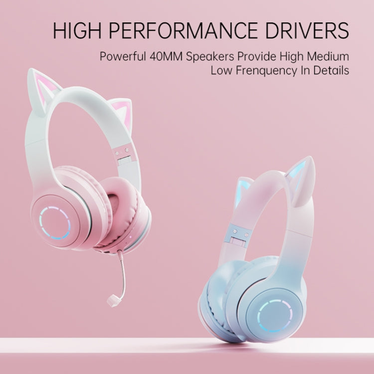 BT029C RGB Dual Modes Cat Ear Wireless Bluetooth Headphone(Green) - Headset & Headphone by PMC TechLife | Online Shopping South Africa | PMC TechLife