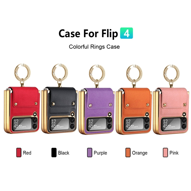 For Samsung Galaxy Z Flip4 5G GKK Colorful PU Phone Case with Ring Holder(Purple) - Galaxy Z Flip4 5G Cases by GKK | Online Shopping South Africa | PMC Jewellery