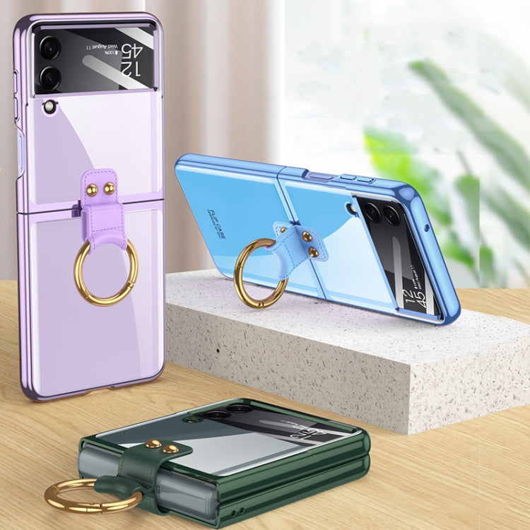 For Samsung Galaxy Z Flip4 GKK Integrated Electroplating Phone Case with Ring(Purple) - Galaxy Z Flip4 5G Cases by GKK | Online Shopping South Africa | PMC Jewellery | Buy Now Pay Later Mobicred