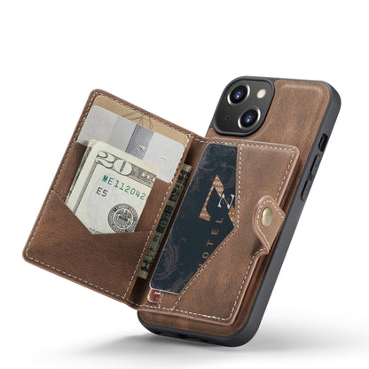 For iPhone 14 JEEHOOD Retro Magnetic Detachable Leather Phone Case (Brown) - iPhone 14 Cases by JEEHOOD | Online Shopping South Africa | PMC Jewellery | Buy Now Pay Later Mobicred