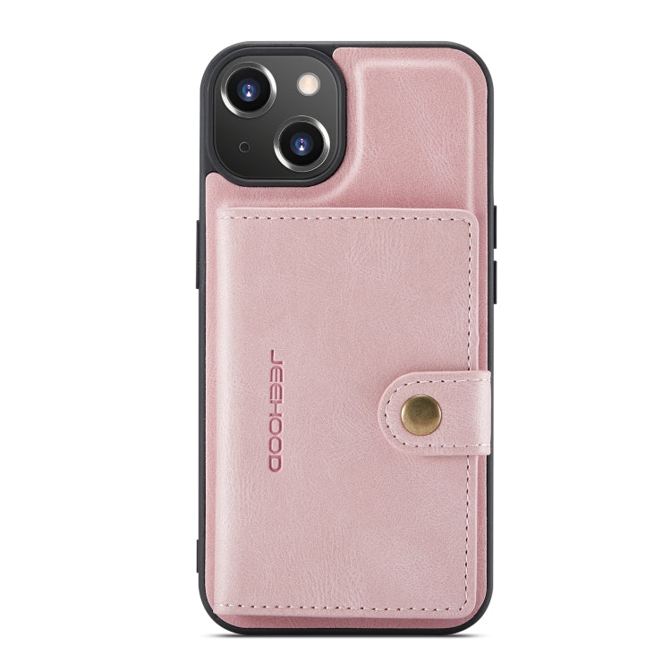 For iPhone 14 JEEHOOD Retro Magnetic Detachable Leather Phone Case (Pink) - iPhone 14 Cases by JEEHOOD | Online Shopping South Africa | PMC Jewellery | Buy Now Pay Later Mobicred