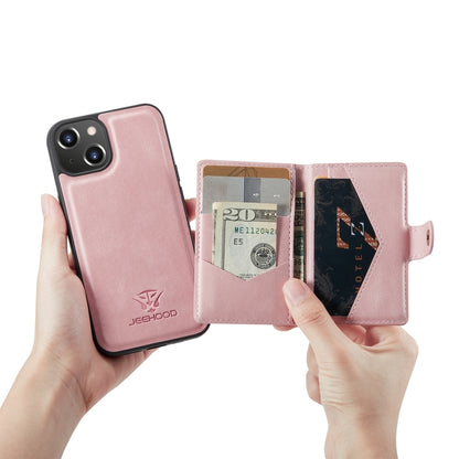 For iPhone 14 JEEHOOD Retro Magnetic Detachable Leather Phone Case (Pink) - iPhone 14 Cases by JEEHOOD | Online Shopping South Africa | PMC Jewellery | Buy Now Pay Later Mobicred