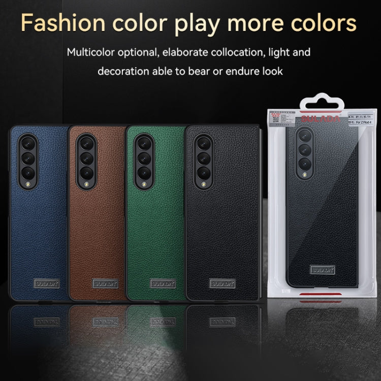For Samsung Galaxy Z Fold4 SULADA Shockproof TPU + Handmade Leather Phone Case(Blue) - Galaxy Z Fold4 5G Cases by SULADA | Online Shopping South Africa | PMC TechLife | Buy Now Pay Later Mobicred