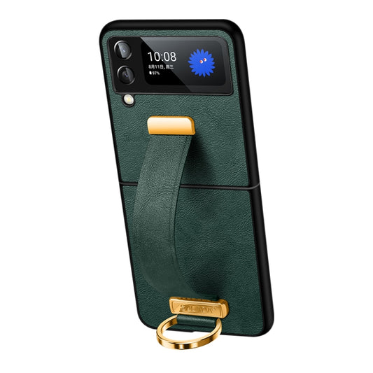 For Samsung Galaxy Z Flip4 SULADA Cool Series PC + Leather Texture Skin Feel Shockproof Phone Case(Green) - Galaxy Z Flip4 5G Cases by SULADA | Online Shopping South Africa | PMC Jewellery