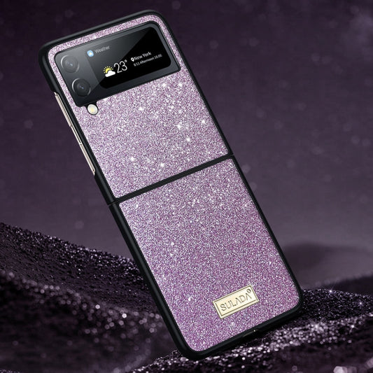 For Samsung Galaxy Z Flip4 SULADA Shockproof TPU + Handmade Leather Phone Case(Purple) - Galaxy Z Flip4 5G Cases by SULADA | Online Shopping South Africa | PMC Jewellery