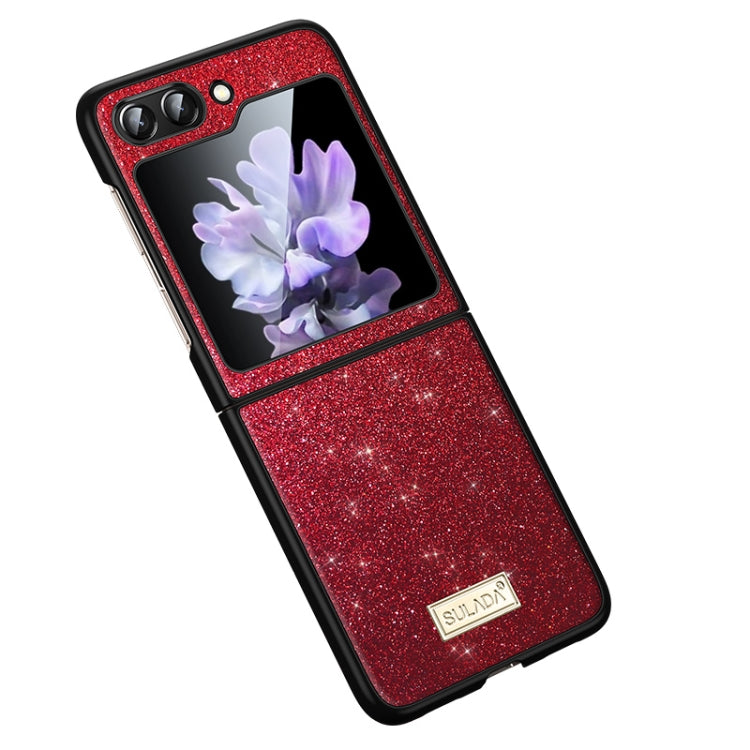 For Samsung Galaxy Z Flip5 SULADA Shockproof TPU + Handmade Leather Phone Case(Red) - Galaxy Z Flip5 Cases by SULADA | Online Shopping South Africa | PMC TechLife