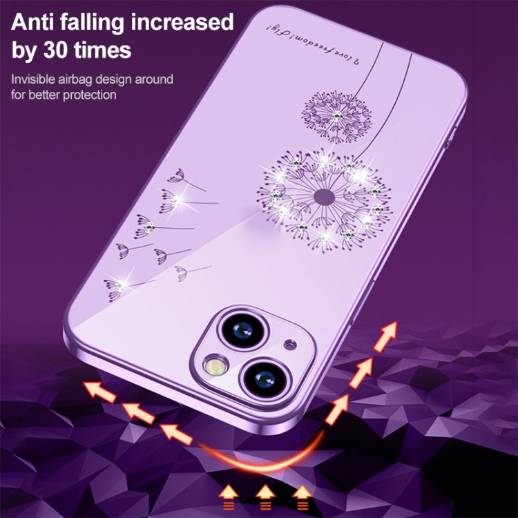For iPhone 14 Electroplating Diamond Dandelion TPU Phone Case (Purple) - iPhone 14 Cases by PMC TechLife | Online Shopping South Africa | PMC TechLife
