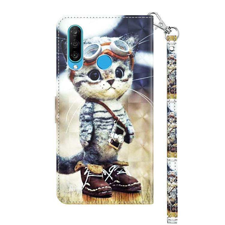 For Huawei P30 Lite / nova 4e 3D Painted Leather Phone Case(Naughty Cat) - free shipping - PMC TechLife - Order now!