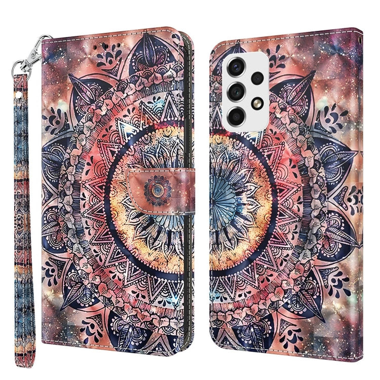 For Samsung Galaxy A52 5G / A52s 3D Painted Leather Phone Case(Colorful Mandala) - Galaxy Phone Cases by PMC Jewellery | Online Shopping South Africa | PMC Jewellery