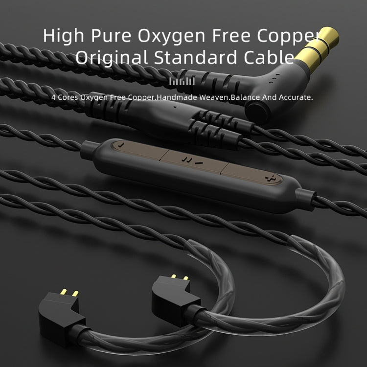 CVJ V2 1.25m Oxygen-free Copper Original 3.5mm Elbow Earphone Cable, Style:0.78mm with Mic(Black) - Cable & Splitter by CVJ | Online Shopping South Africa | PMC Jewellery