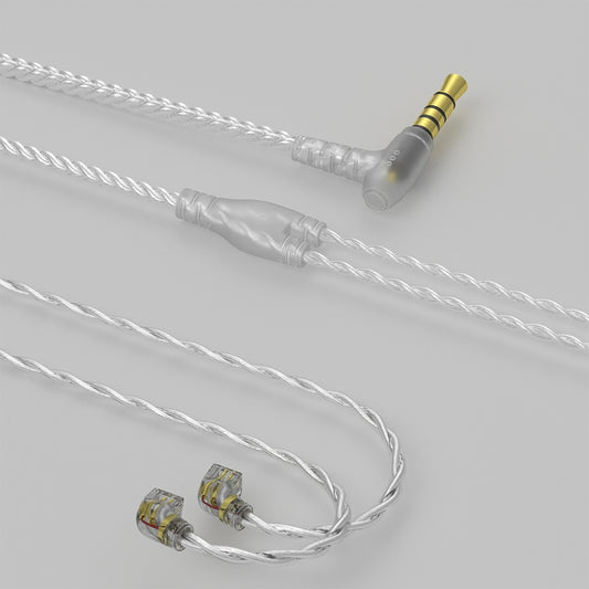 CVJ V7 1.25m 4-Cores Silver-plated 3.5mm Elbow Earphone Cable, Model:2 Pin No Mic(Silver) - Cable & Splitter by CVJ | Online Shopping South Africa | PMC Jewellery