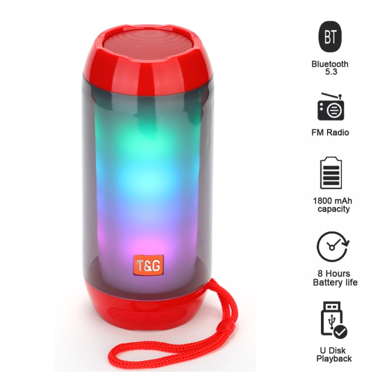 T&G TG643 Portable LED Light Waterproof Subwoofer Wireless Bluetooth Speaker(Red) - Waterproof Speaker by T&G | Online Shopping South Africa | PMC TechLife | Buy Now Pay Later Mobicred