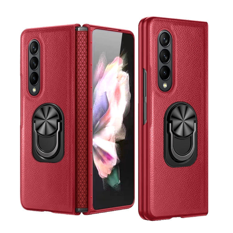 For Samsung Galaxy Z Fold4 GKK Litchi Pattern Foldable Protective Phone Case with Ring Holder(Red) - Galaxy Z Fold4 5G Cases by GKK | Online Shopping South Africa | PMC Jewellery