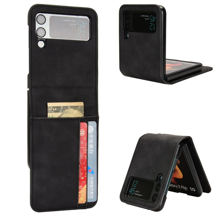 For Samsung Galaxy Z Flip4 5G Skin-feeling Half-split External Card Slot Folding Phone Case(Black) - Galaxy Z Flip4 5G Cases by PMC TechLife | Online Shopping South Africa | PMC TechLife | Buy Now Pay Later Mobicred