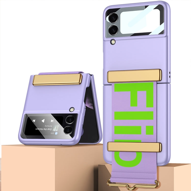 For Samsung Galaxy Z Flip4 GKK Ultra-thin Full Coverage Phone Flip Case with Wristband(Purple) - Galaxy Z Flip4 5G Cases by GKK | Online Shopping South Africa | PMC Jewellery