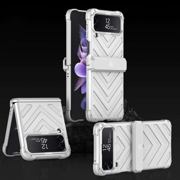 For Samsung Galaxy Z Flip4 GKK Magnetic Folding Swivel Armored Phone Case with Hinges(Silver) - Galaxy Z Flip4 5G Cases by GKK | Online Shopping South Africa | PMC Jewellery | Buy Now Pay Later Mobicred