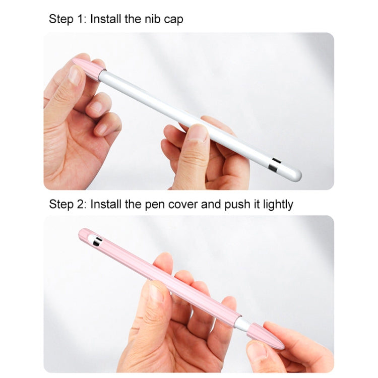 3 in 1 Striped Liquid Silicone Stylus Case with Two Tip Caps For Apple Pencil 2(Red) - Pencil Accessories by PMC TechLife | Online Shopping South Africa | PMC TechLife