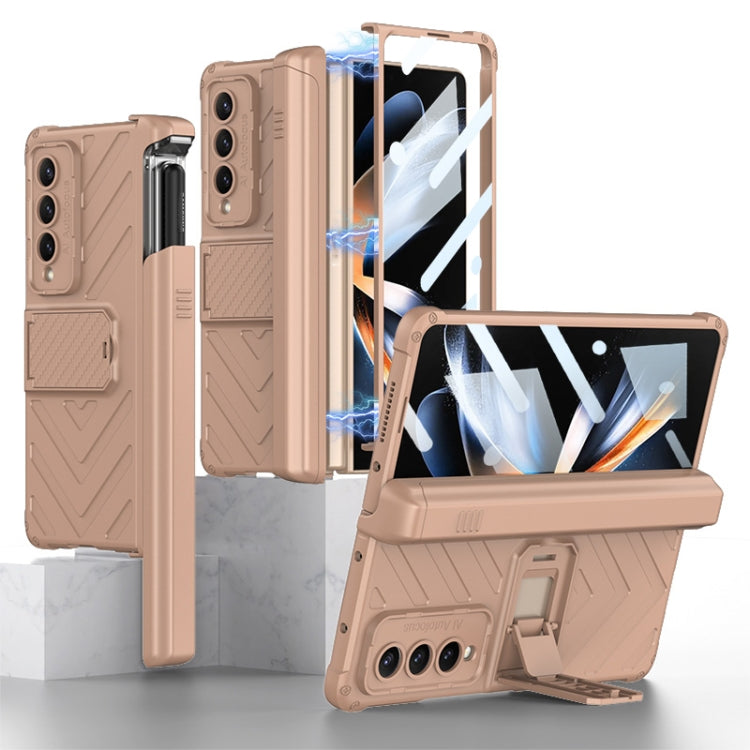 For Samsung Galaxy Z Fold4 GKK Integrated Magnetic Armor Flip Phone Case With Pen Box(Mist Gold) - Galaxy Z Fold4 5G Cases by GKK | Online Shopping South Africa | PMC Jewellery