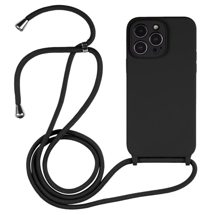 For iPhone 14 Pro Max Crossbody Lanyard Liquid Silicone Case(Black) - iPhone 14 Pro Max Cases by PMC Jewellery | Online Shopping South Africa | PMC Jewellery