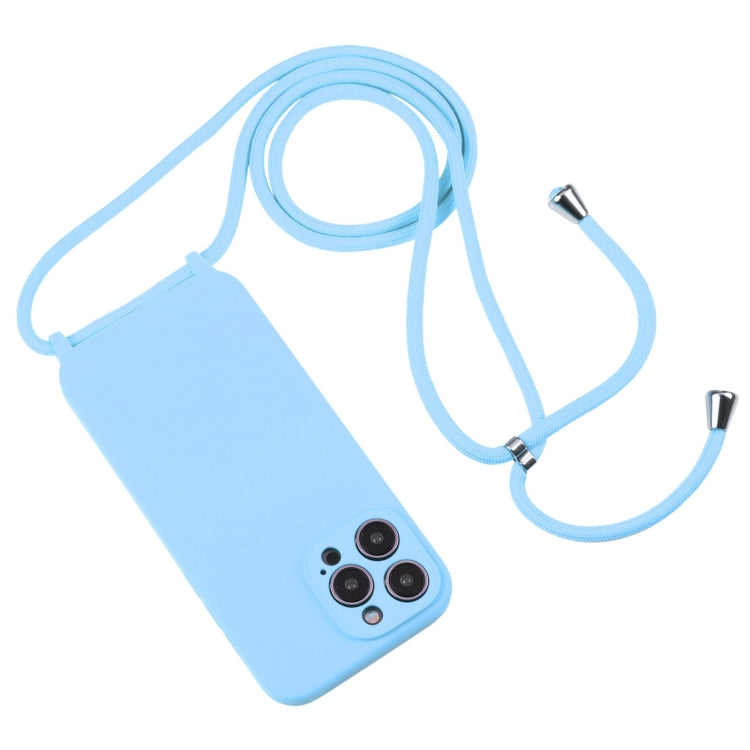 For iPhone 14 Pro Max Crossbody Lanyard Liquid Silicone Case(Blue) - iPhone 14 Pro Max Cases by PMC Jewellery | Online Shopping South Africa | PMC Jewellery