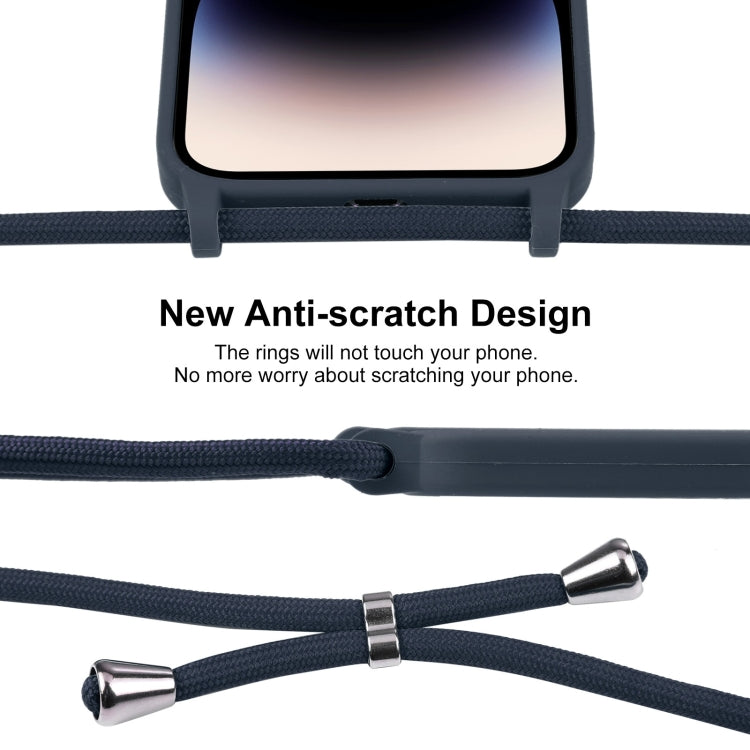 For iPhone 14 Pro Max Crossbody Lanyard Liquid Silicone Case(Midnight Blue) - iPhone 14 Pro Max Cases by PMC TechLife | Online Shopping South Africa | PMC TechLife