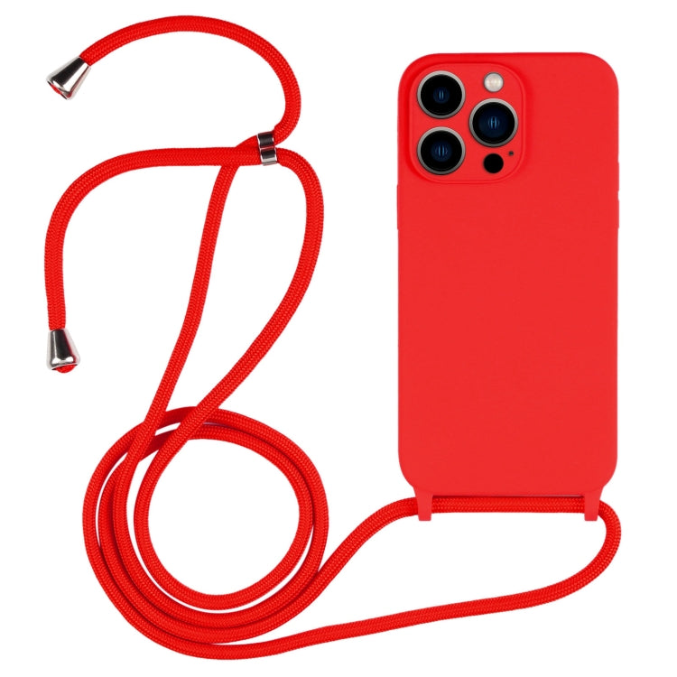 For iPhone 13 Pro Max Crossbody Lanyard Liquid Silicone Case(Red) - free shipping - PMC TechLife - Order now!