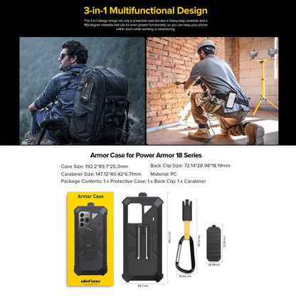 For Ulefone Power Armor 18 Ultra / 18T / 18T Ultra Ulefone Back Clip Phone Case with Carabiner (Black) - Ulefone Cases by Ulefone | Online Shopping South Africa | PMC Jewellery | Buy Now Pay Later Mobicred