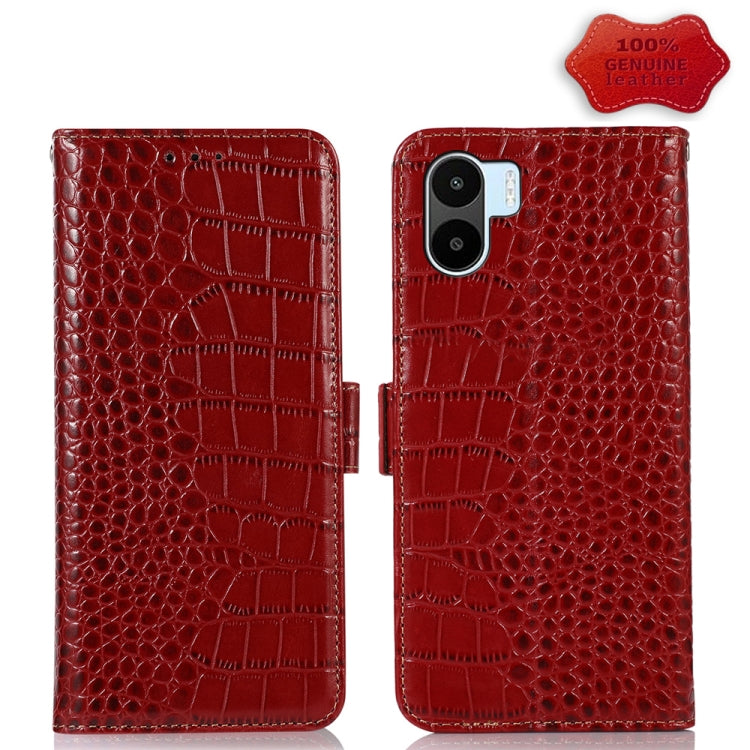 For Xiaomi Redmi A1 Crocodile Top Layer Cowhide Leather Phone Case(Red) - Xiaomi Cases by PMC Jewellery | Online Shopping South Africa | PMC Jewellery