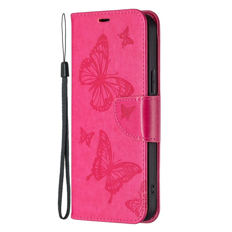 For Xiaomi 12T / 12T Pro / Redmi K50 Ultra Embossing Two Butterflies Pattern Leather Case(Rose Red) - free shipping - PMC TechLife - Order now!
