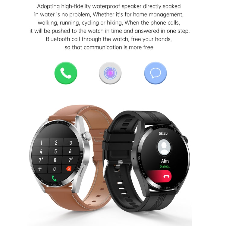 Ochstin 5HK3 Plus 1.36 inch Round Screen Bluetooth Smart Watch, Strap:Leather(Silver) - Smart Watches by OCHSTIN | Online Shopping South Africa | PMC Jewellery | Buy Now Pay Later Mobicred