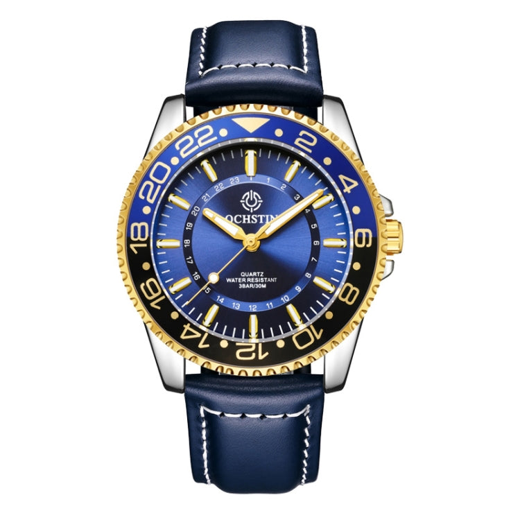 Ochstin 5019G Fashion Business Waterproof Leather Strap Quartz Watch(Blue+Blue) - Leather Strap Watches by OCHSTIN | Online Shopping South Africa | PMC Jewellery | Buy Now Pay Later Mobicred