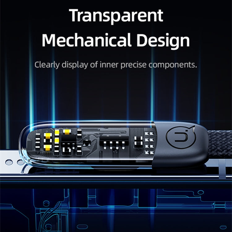 USAMS US-SJ586 PD 20W Iceflake Series Type-C to 8 Pin Right Angle Transparent Fast Charge Data Cable, Cable Length:2m(Black) - 2 in 1 Cable by USAMS | Online Shopping South Africa | PMC Jewellery | Buy Now Pay Later Mobicred