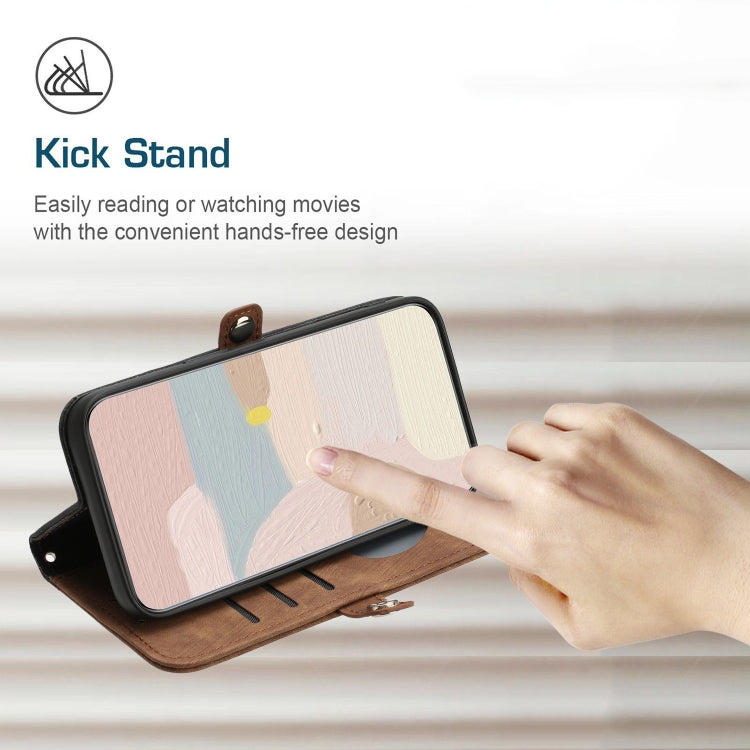 For Samsung Galaxy A22 5G Side Buckle Double Fold Hand Strap Leather Phone Case(Brown) - free shipping - PMC TechLife - Order now!