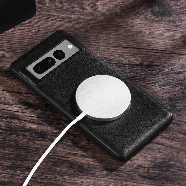 For Google Pixel 7 Pro Magsafe Magnetic Ring Leather Texture Phone Case(Green) - Google Cases by PMC TechLife | Online Shopping South Africa | PMC TechLife