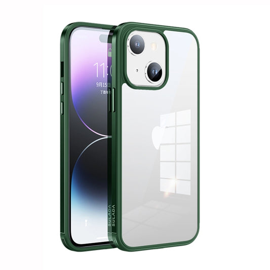 For iPhone 14 Plus SULADA Metal Frame + Nano Glass + TPU Phone Case(Green) - iPhone 14 Plus Cases by SULADA | Online Shopping South Africa | PMC Jewellery
